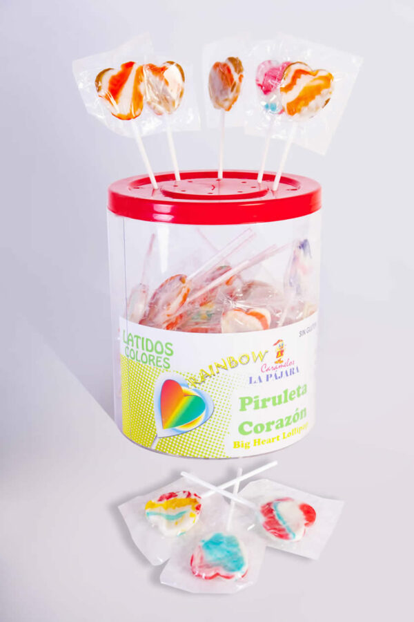 Piruleta rainbow corazón 13 gr